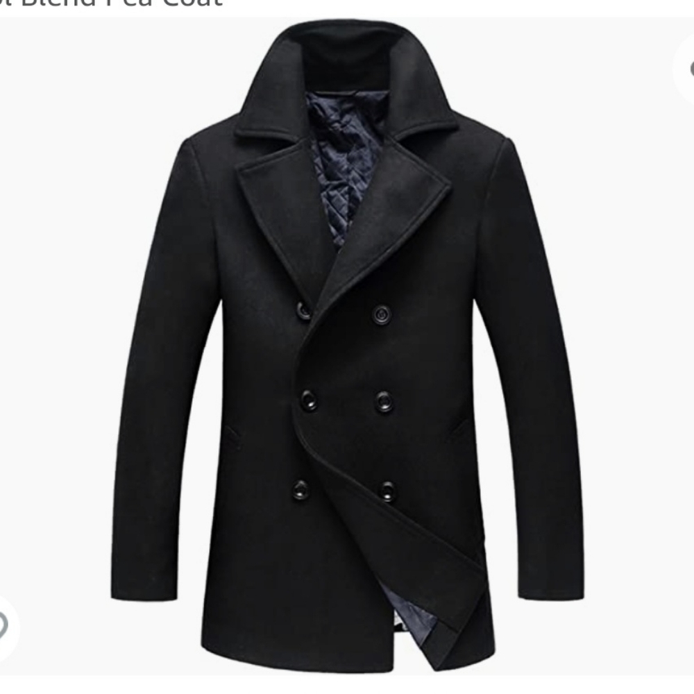 Men's Notched Collar Double Breasted Wool Coat